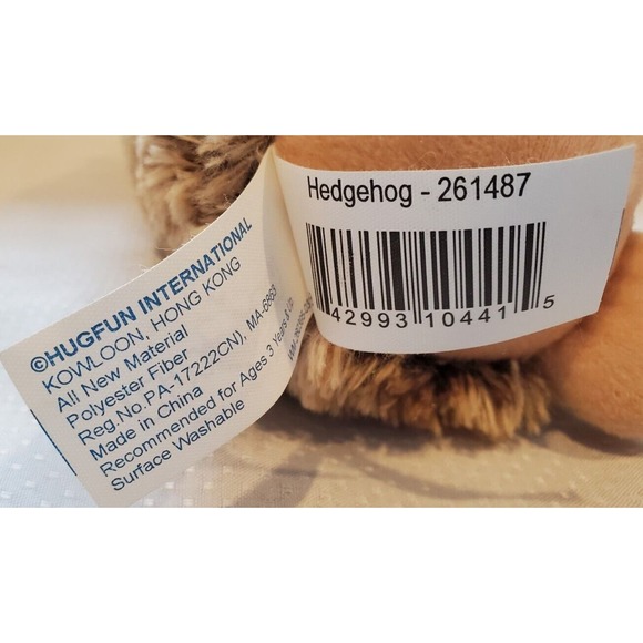 Hugfun International 8" Brown Hedgehog 261487 Stuffed Animal Plush Toy - Picture 10 of 10